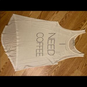 Jonathan Saint "I NEED COFFEE" high/low Tank size SMALL